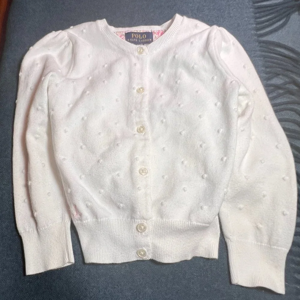 Ralph Lauren 4 T gorgeous white button-down sweater